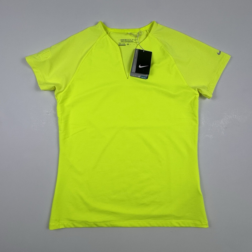 Nike Golf Dri-Fit Womens‎ Medium Tour Mesh performance short Sleeve Shirt Volt